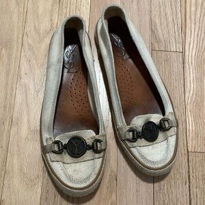 YSL cream beige coin logo flats, size 36.5 / 6.5